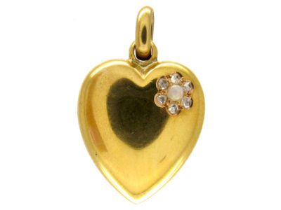 Gold Opal & Diamond Heart Pendant