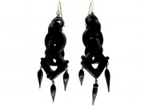 Large Drop Victorian Jet Earrings