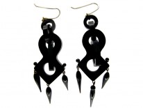 Large Drop Victorian Jet Earrings