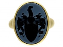 Carved Banded Sardonyx Signet Ring