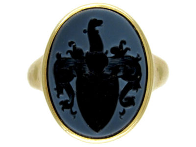 Carved Banded Sardonyx Signet Ring