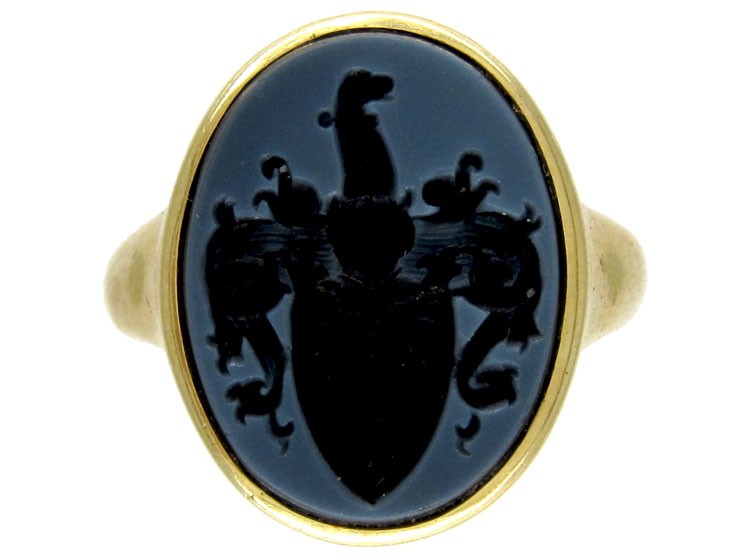 Carved Banded Sardonyx Signet Ring