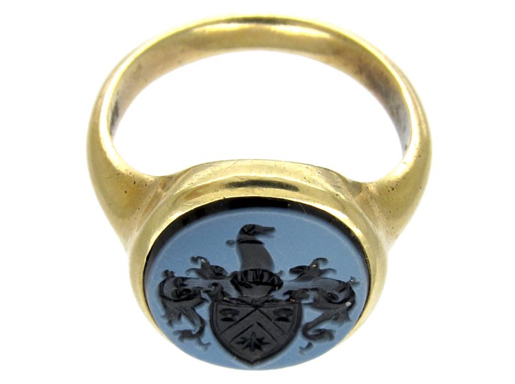 Carved Banded Sardonyx Signet Ring