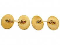Ruby & Sapphire 18ct Gold Oval Cufflinks