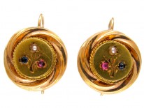 French 18ct Gold Round Earrings
