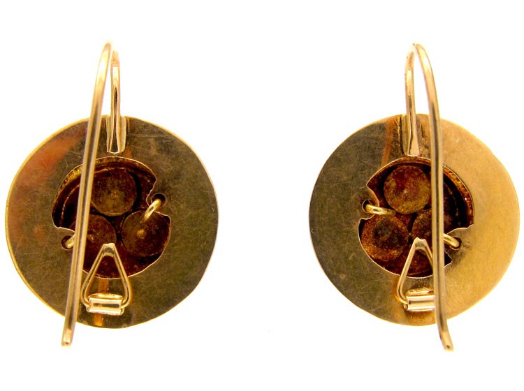 French 18ct Gold Round Earrings