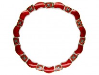 Red & Black Enamel Norwegian Silver Collar