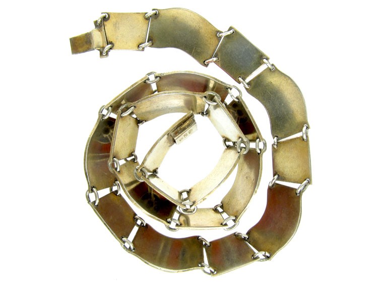 Red & Black Enamel Norwegian Silver Collar