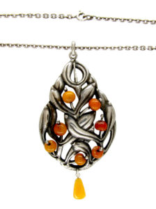 Silver Amber Pendant on Chain