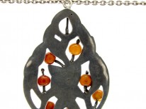 Silver Amber Pendant on Chain