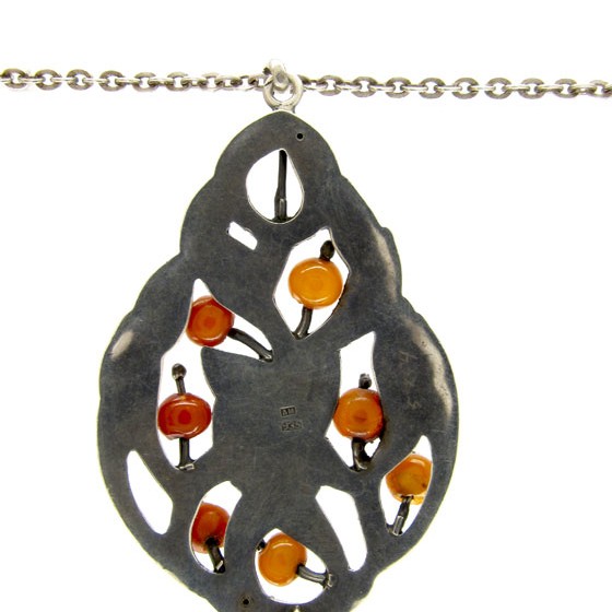 Silver Amber Pendant on Chain