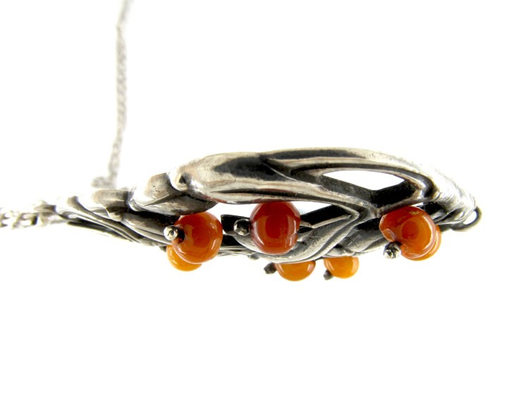 Silver Amber Pendant on Chain