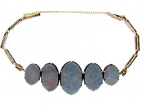 9ct White & Yellow Gold Art Deco Opal Doublet Bracelet