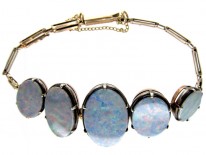 9ct White & Yellow Gold Art Deco Opal Doublet Bracelet