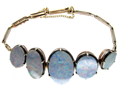 9ct White & Yellow Gold Art Deco Opal Doublet Bracelet
