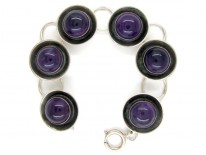 Cabochon Amethyst & Silver Retro Bracelet