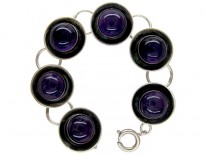 Cabochon Amethyst & Silver Retro Bracelet