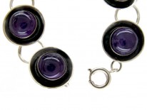 Cabochon Amethyst & Silver Retro Bracelet
