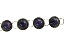 Cabochon Amethyst & Silver Retro Bracelet