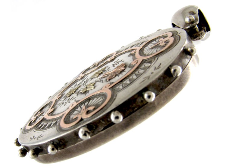 Silver with Two Colour Gold Overlay Victorian Locket