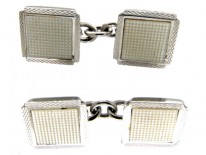 9ct White Gold & Mother of Pearl Cufflinks, Buttons & Studs Set