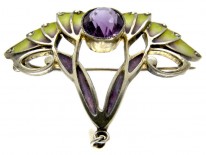 Plique-à-Jour Silver Art Nouveau Brooch