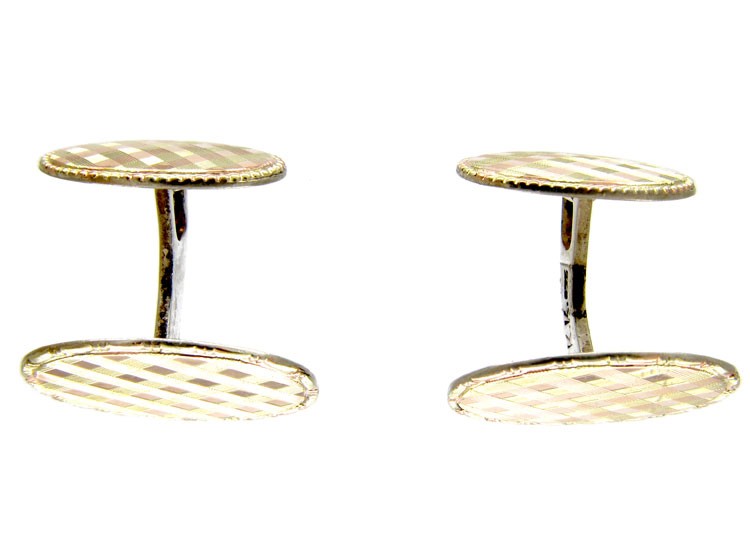 Silver Two Colour Gold Overlay Art Deco Cufflinks