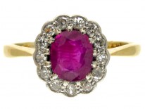 Ruby & Diamond Edwardian Cluster Ring