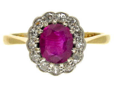 Ruby & Diamond Edwardian Cluster Ring