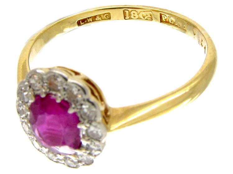 Ruby & Diamond Edwardian Cluster Ring