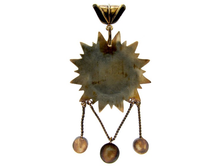 Silver Gilt Micro Mosaic Victorian Pendant