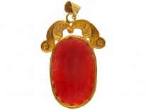 Georgian 15ct Gold & Carved Coral Neo Classical Pendant of a Lady's Head