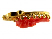 Georgian 15ct Gold & Carved Coral Neo Classical Pendant of a Lady's Head