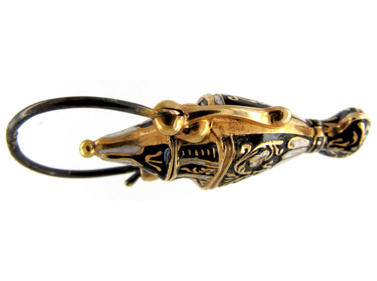 Georgian Swiss Enamel Gold Urn Padlock Pendant