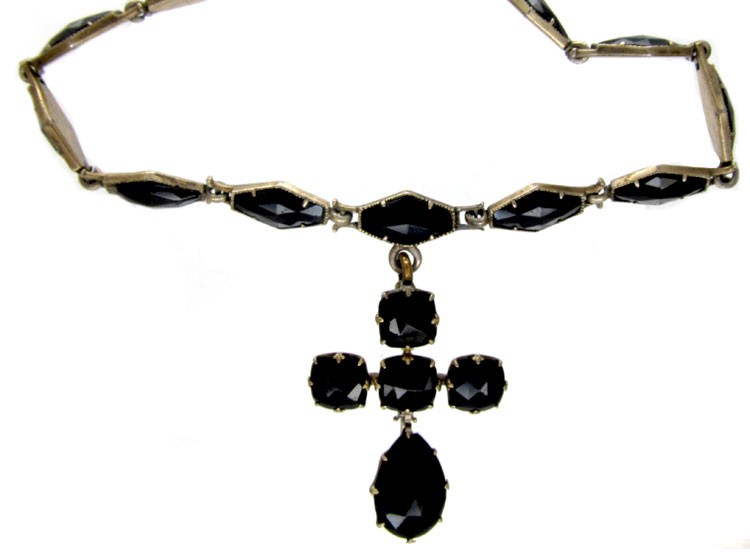 Georgian Vauxhall Glass Cross Necklace