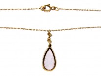 Morganite Diamond 14ct Gold Pendant on Russian Chain