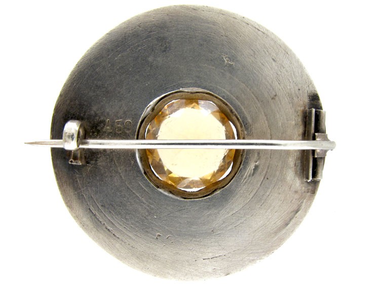 Large Silver & Citrine Scottish Victorian Brooch