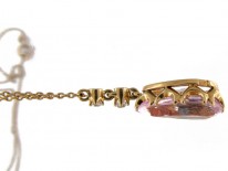 Morganite Diamond 14ct Gold Pendant on Russian Chain