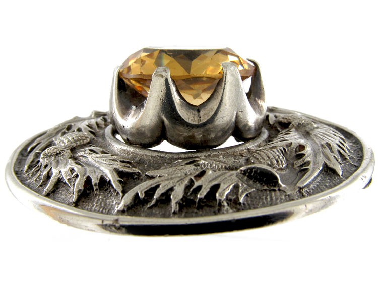 Large Silver & Citrine Scottish Victorian Brooch