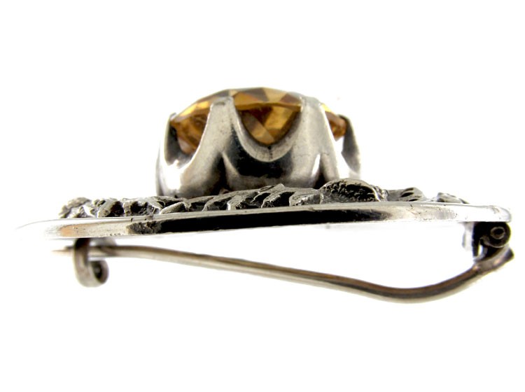 Large Silver & Citrine Scottish Victorian Brooch