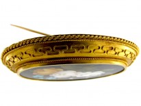 Large Pietra Dura 18ct Gold Victorian Brooch