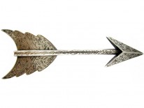 Large Silver Victorian Engraved Arrow Brooch