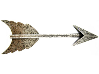 Large Silver Victorian Engraved Arrow Brooch