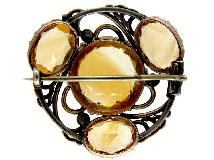Silver, Gold & Citrine Brooch by Bernard Instone