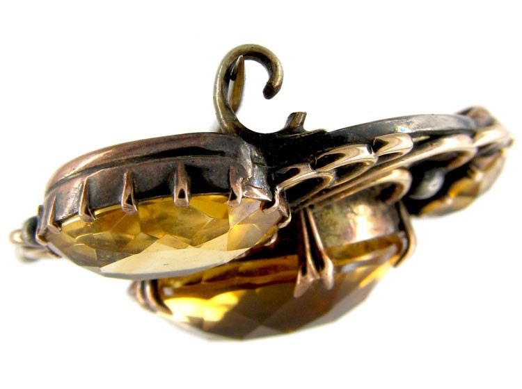Silver, Gold & Citrine Brooch by Bernard Instone