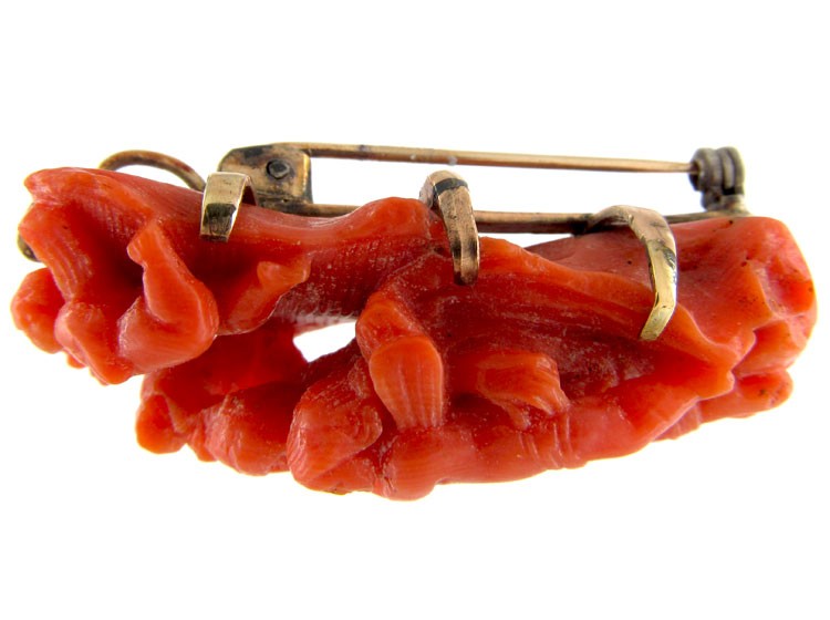 Georgian Carved Coral Brooch