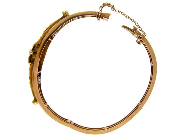 15ct Gold & Natural Split Pearls Bangle