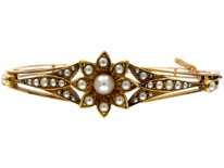 15ct Gold & Natural Split Pearls Bangle