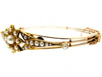 15ct Gold & Natural Split Pearls Bangle