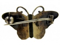 Blue & Pink Enamel Butterfly Brooch